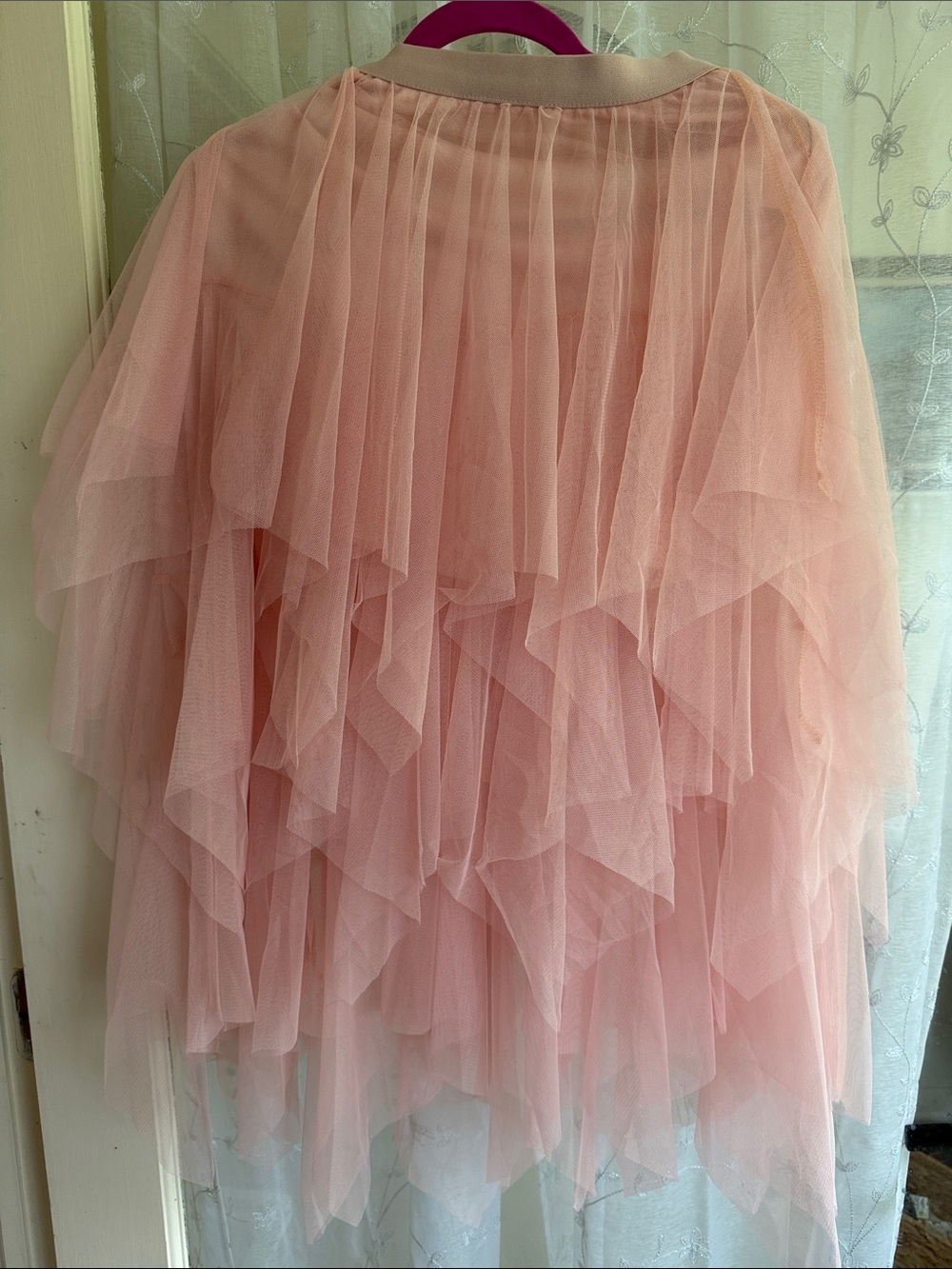 Layered Asymmetrical Tulle Skirt - Blush Pink waist 15-24